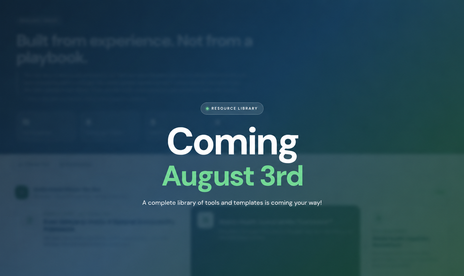 Resources Library — Coming Soon