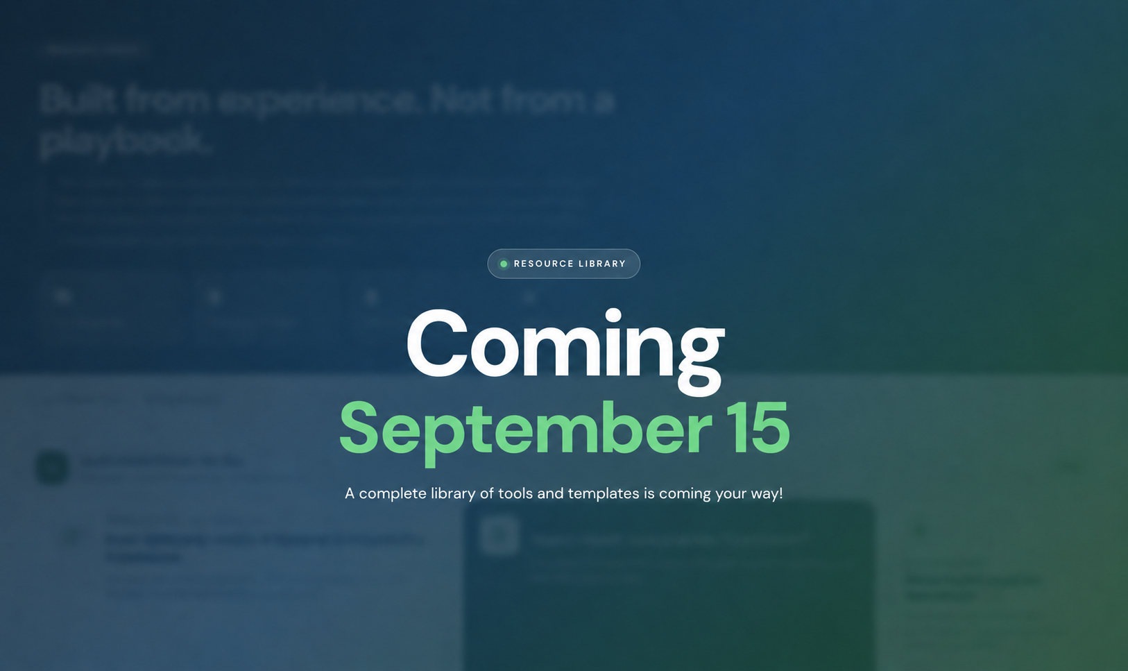 Resources Library — Coming Soon